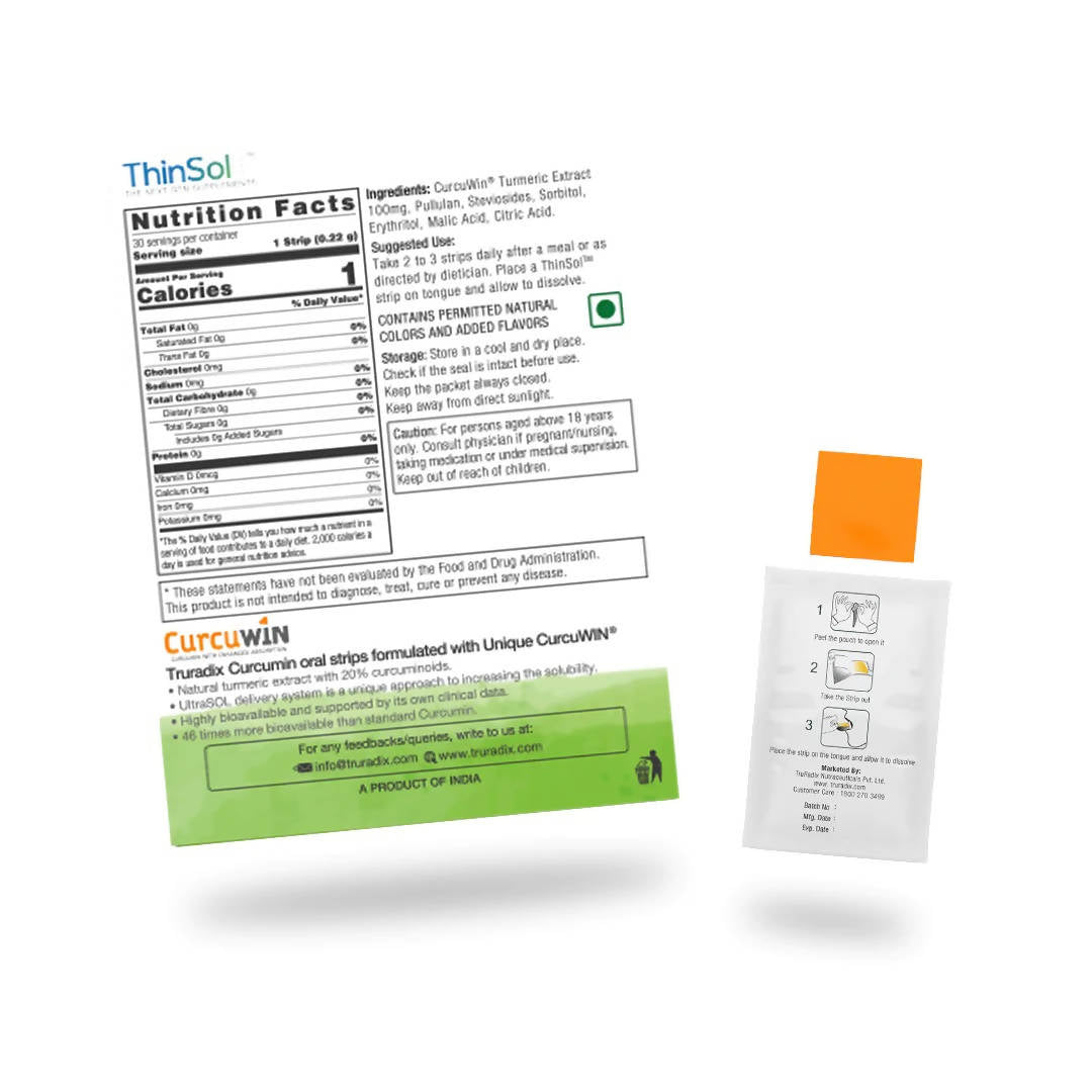 Truradix Curcumin Oral Strips (Orange Mango Flavor) - Swadesiicart
