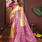 Aastha Fashion Yellow Tissue Silk Weaving Saree