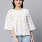 Ahalyaa Off White Pure Cotton Floral Printed Tunic | Swadesiicart