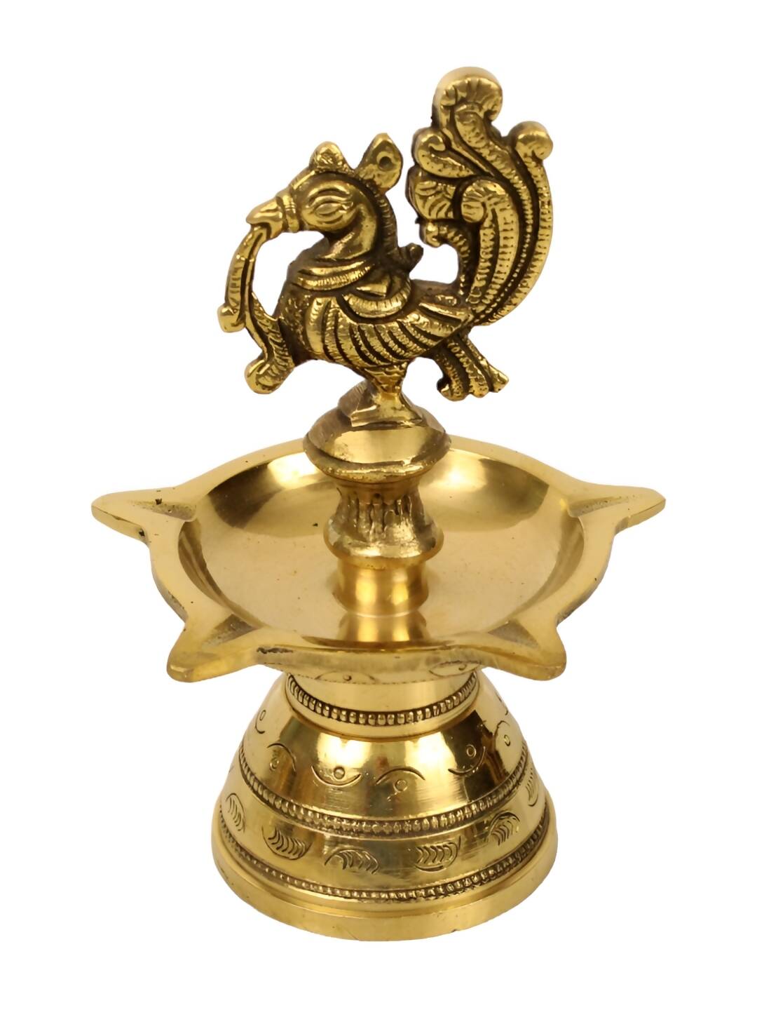 Spillbox Gold-Toned Brass Annam Five Face Diya Pooja Essential | Swadesiicart