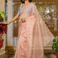 Vamsee Vijaytara Peach Organza Saree - Swadesiicart