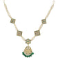 Gold-Polished White Green Kundan-Studded Pearl Beaded Matha Patti - Ruby Raang | Swadesiicart