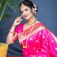 Jyoti Fashion Women's Pink Paithani Silk Zari Woven Saree with Blouse | Swadesiicart