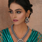 Long Kundan Neckpiece with Earrings with Multi Stones Jewellery Set (Grey) - Ruby Raang - Ruby Raang Studio
