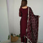 Joban Fashion Wine Kurta Set Silk Sequence Embroidery Work - Swadesiicart