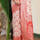 Shree Shyam Fashion Linen Cotton Red & White Saree
