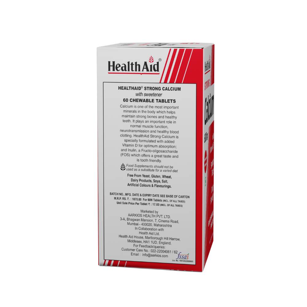 HealthAid Strong Calcium 600 mg Chewable Tablets - Swadesiicart