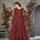 Anaita Maroon Embroidered Net Stitched Anarkali suit