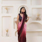 Pink Satin Pedding Designer, Printed Party Wear Ready To Wear Saree - Femina | Swadesiicart