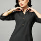 Black Chanderi Silk Texture Straight Kurta - Sabella