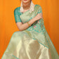 Jyoti Fashion Women's Sea Green Kanjivaram Silk Zari Woven Saree with Blouse | Swadesiicart