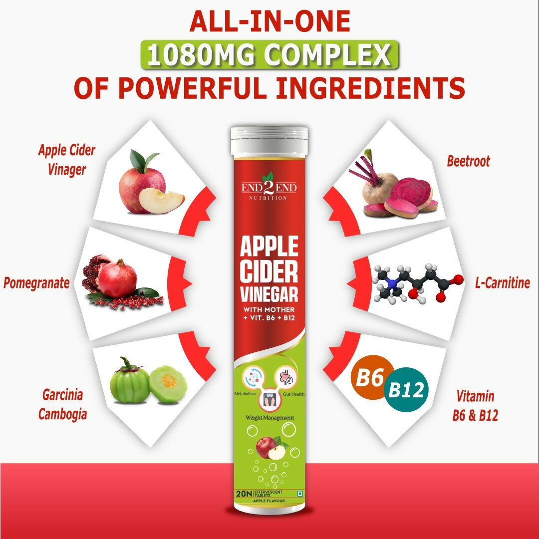 End2End Nutrition Apple Cider Vinegar Tablets - Swadesiicart