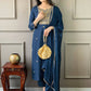 Partywear Designer Rayon Slub Blue Stitched Suit With Dupatta - Tanisha | Swadesiicart