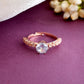VOJ white CZ-detail Stainless Steel Cubic Zirconia Gold-Polished adjustable finger Ring | Swadesiicart