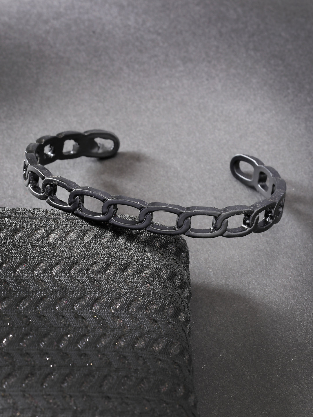 NVR Men's Black Rhodium-Plated Metal Cuff Bracelet - NR Retail-NVR