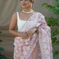 Vamsee Amisha Peach Organza Saree - Swadesiicart