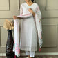 Partywear Designer Linen Cotton with cotton lining Offwhite Stitched Suit With Dupatta - Tanisha | Swadesiicart