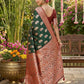 Anaita D Green Silk Blend Woven Saree With Blouse