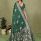 Anaita D Green Zari Butta Work Satin Silk Saree With Blouse