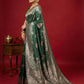 Anaita D Green Silk Blend Woven Saree With Blouse