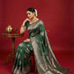 Anaita D Green Silk Blend Woven Saree With Blouse