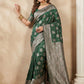 Anaita D Green Silk Blend Woven Saree With Blouse