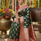 Anaita D Green Silk Blend Woven Saree With Blouse