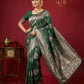 Anaita D Green Silk Blend Woven Saree With Blouse