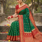 Anaita D Green Silk Woven Saree With Blouse