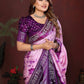 Anaita D Purple Zari Weaving Work Satin Silk Saree With Blouse