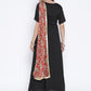 Ahalyaa Women's Black Poly Silk Kurta With Printed Dupatta | Swadesiicart