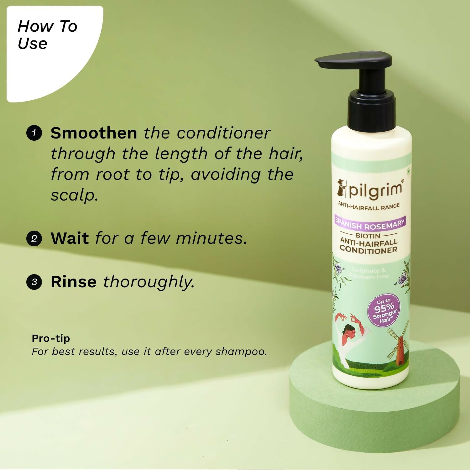 Pilgrim Spanish Rosemary & Biotin Anti Hairfall Conditioner For Reducing Hair Loss & Breakage - Swadesiicart