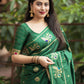 Green Pure Silk Woven Design Saree with Unstitched Blouse - Hiral Fashion | Swadesiicart