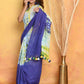 Very Much Indian Tie & Dye Handloom Mul Cotton Saree - Blue Green | Swadesiicart