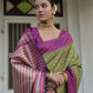 Vishnu Weaves Women's Mahendi Raw Silk Saree with Blouse - Swadesiicart