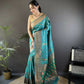 Joban Fashion Banarasi Teal Green Woven Soft Silk Saree | Swadesiicart
