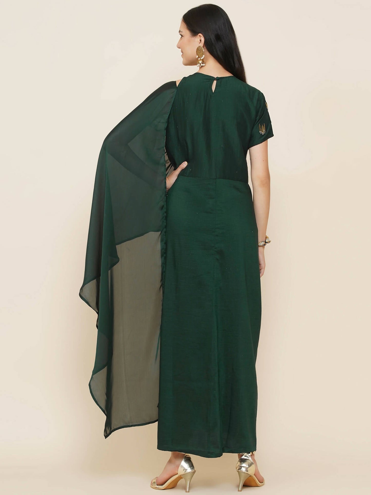 Women Republic Green Hand Embellished Gown | Swadesiicart
