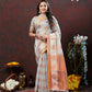 Lorenvalley Fashion Grey Cotton with Woven Design Zari Weaving Saree - Swadesiicart