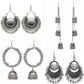 Silver-Plated Alloy Oxidised 4 Earrings Combo - The Pari - The Pari - Dinesh Associates