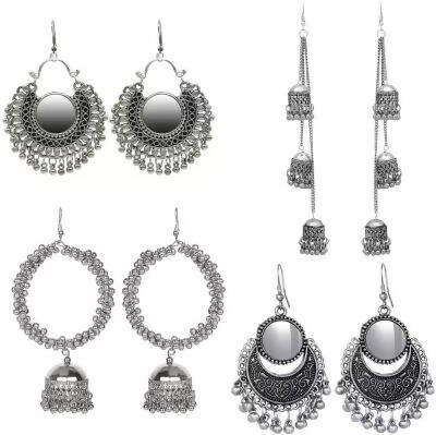 Silver-Plated Alloy Oxidised 4 Earrings Combo - The Pari - The Pari - Dinesh Associates