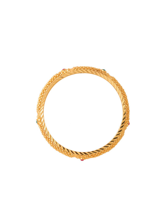 NVR Women's Set of 2 Gold-Polished Traditional Bangles - Swadesiicart