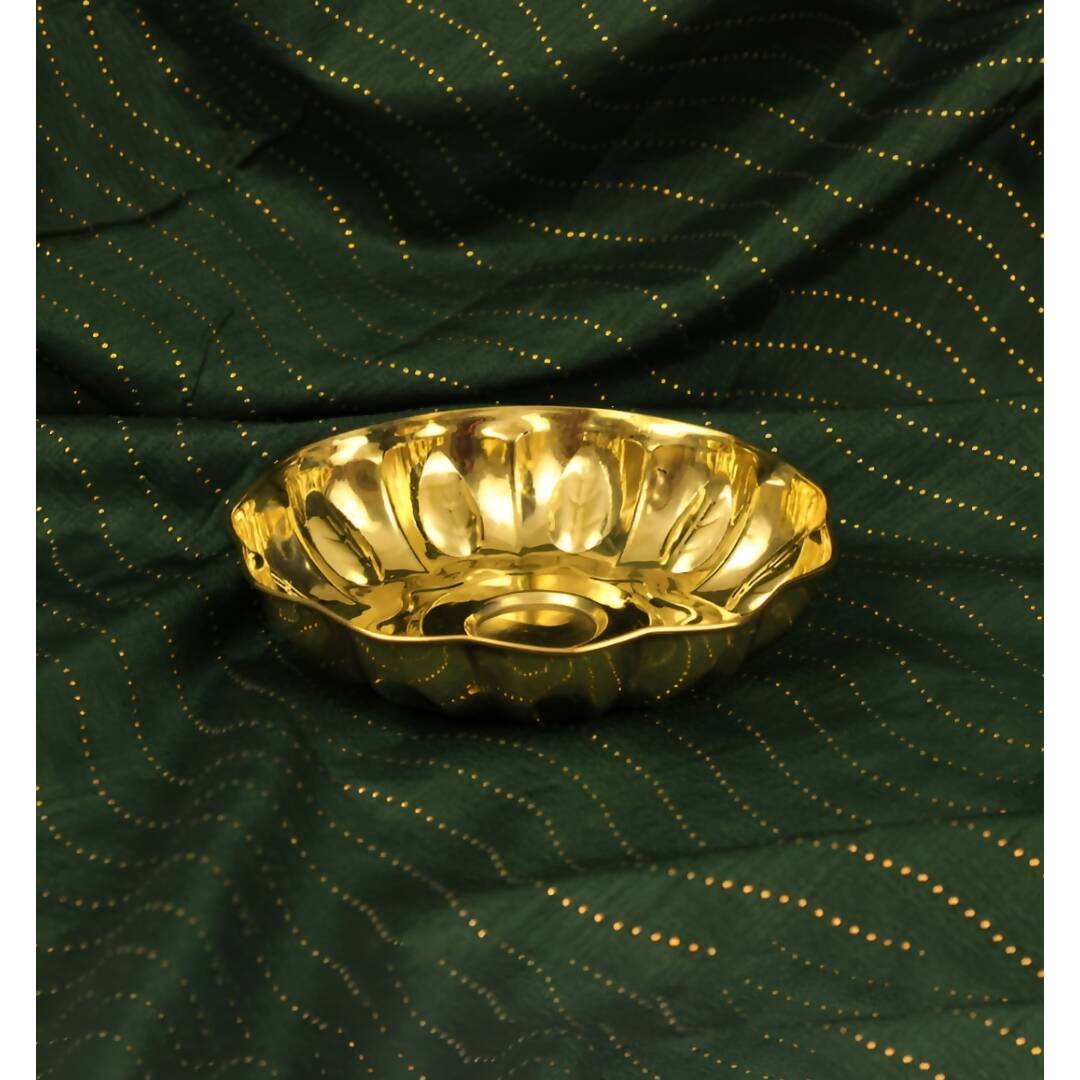 Spillbox Gold Toned Textured Pooja Thali | Swadesiicart