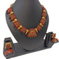 Terracotta Red and Black Choker Necklace Set Paired with Temple Earrings
