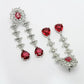 NVR Women's Silver-Plated Red CZ-Studded Handcrafted Jewellery Set - Swadesiicart