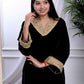 Miravan Women's Black Velvet Dreams Embroidered Co-ord Set - Swadesiicart