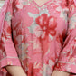 Miravan Women's Muslin Pink V-Neck Embroidered Kurta with Palazzo and Dupatta - Swadesiicart
