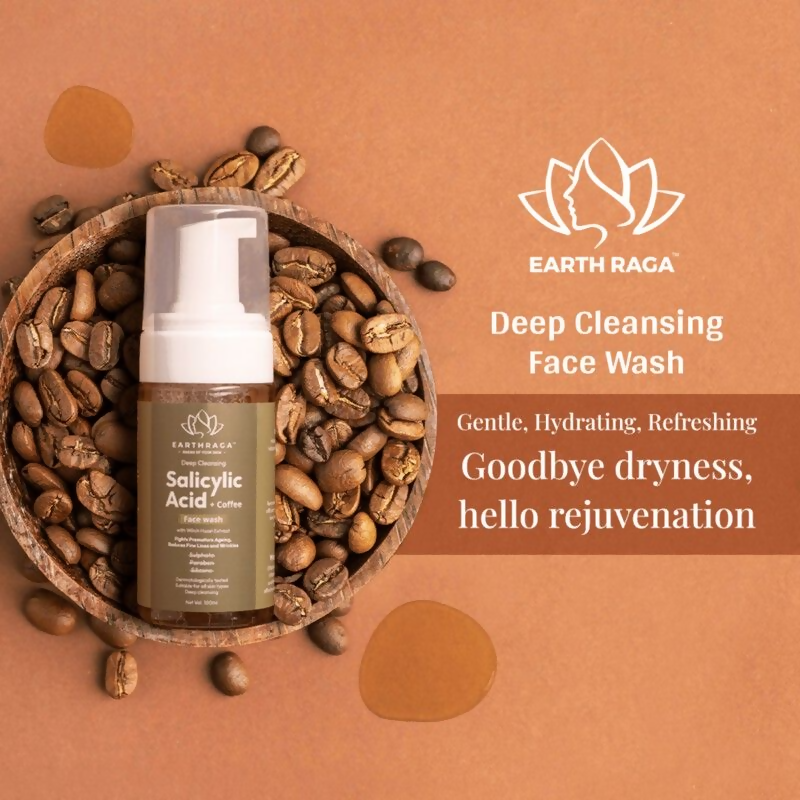 Earthraga Deep Cleansing Salicylic Acid And Coffee Foaming Face Wash | Swadesiicart