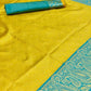 Arfa Fashion House Mustered With Contrast Border Lichi Silk Jacquard Work Saree