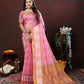 Lorenvalley Fashion Pink Cotton with Woven Design Zari Weaving Saree - Swadesiicart