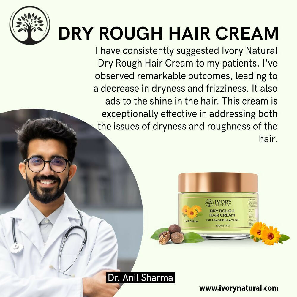 Ivory Natural Dry Frizzy Hair Cream - Detangles Hair, Manages Frizz And Scalp Dryness | Swadesiicart